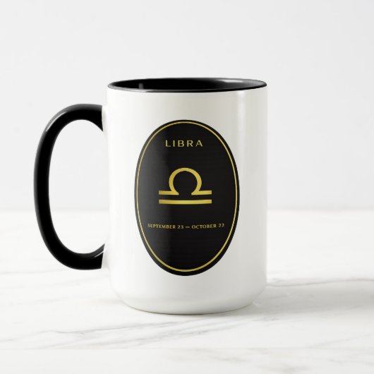 Waage Sternzeichen Gold Oval Emblem Tasse | Luxus (Links)