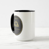Waage Sternzeichen Gold Oval Emblem Tasse | Luxus (Vorderseite Links)
