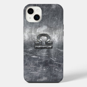 Waage-Sternzeichen im silbernen Grunge-Stahlstil iPhone 14 Plus Hülle