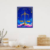 Waage-Sternzeichen im sternenerfüllten Himmel Poster (Küche)