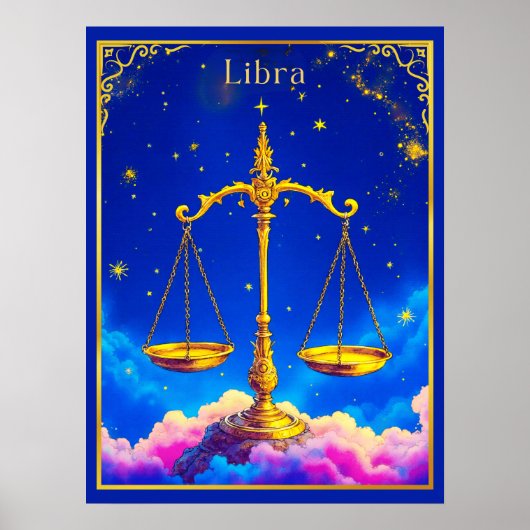 Waage-Sternzeichen im sternenerfüllten Himmel Poster (Vorne)