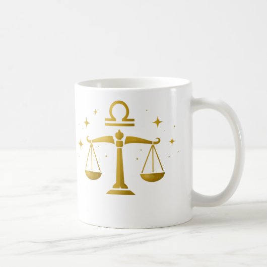 Waage Sternzeichen-Mug – Goldenes Waage-Design – Kaffeetasse (Rechts)