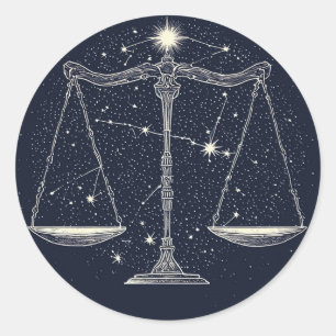Waage-Sternzeichen-Symbol mit ausgewogenen Waagsch Runder Aufkleber