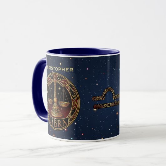 Waage Sternzeichen Symbol Tasse (Vorderseite Links)