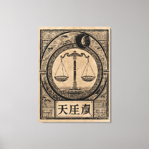 Waage Sternzeichen Wabi Sabi Kunst Vintage Waage Leinwanddruck