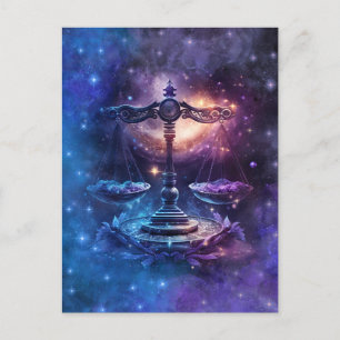 Waage-Sternzeichen Wasserfarben-Design Postkarte