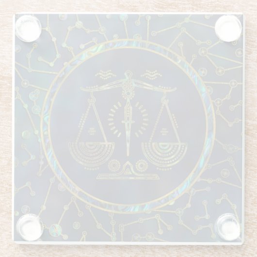 Waage-Tierkreis-Goldohrschnecke auf Konstellation Glasuntersetzer (Rückseite)