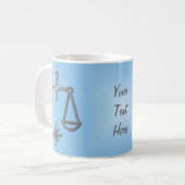 Waage-Tierkreis-Stern-Zeichen-Silber-blauer Kaffeetasse (Vorderseite Links)