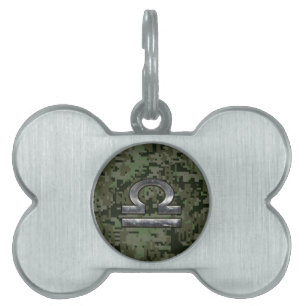 Waage-Tierkreis-Symbol auf digitaler Camouflage Tiermarke