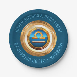 Waage-Tierkreis-Zeichen mit Gewohnheit gebogenem Pappteller