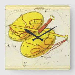 Waage Vintage Konstellation Urania's Spiegel Quadratische Wanduhr