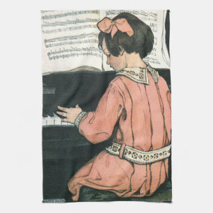 Waage von Jessie Willcox Smith, Klaviermusik Mädch Geschirrtuch
