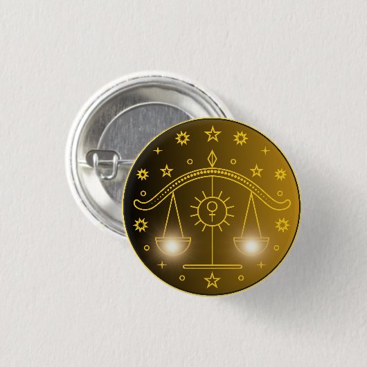 Waage-Zodiac-Emblem | Minimales Himmelssymbol Button (Vorne & Hinten)