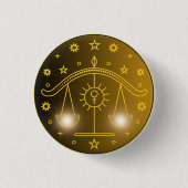Waage-Zodiac-Emblem | Minimales Himmelssymbol Button (Vorderseite)