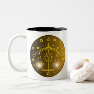 Waage-Zodiac-Emblem Minimales Himmelssymbol Zweifarbige Tasse