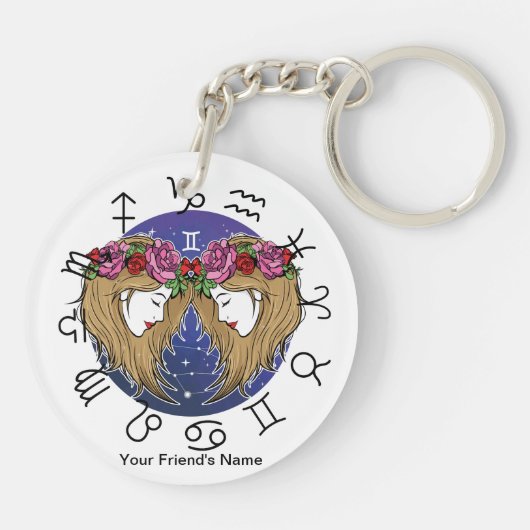 Waage - Zwillinge Zodiac-Acryl-Schlüsselanhänger Schlüsselanhänger (Rückseite)