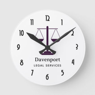 Waagen der Justiz Rechtsdienstleistungen Symbol Ge Runde Wanduhr