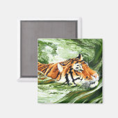 Waagen machen - Schwimmen Tiger Magnet (Vorderseite/Rückseite)