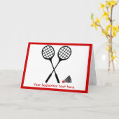 Waagerechte Badminton Racquet und Shuttlecock Karte (Gelbe Blume)