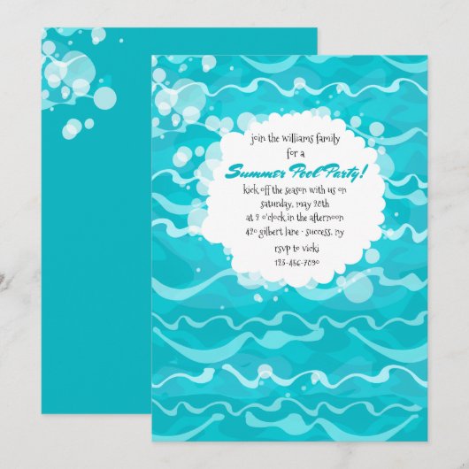 Waaking Pool Party Einladung (Vorne/Hinten)