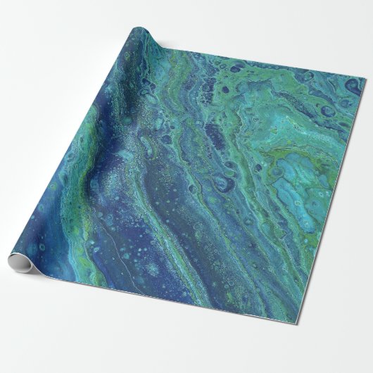 Wabash 2 Cool Blau Grüne Abstrakte Geschenkpapier (Ungerollt)
