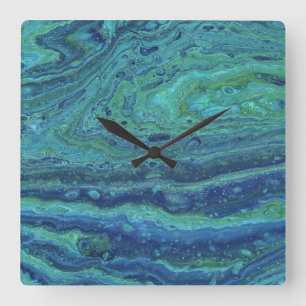 Wabash 3 Cool Blau Grün Abstrakt Uhr