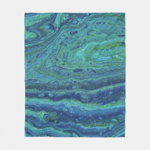 Wabash 3 Cool Blue Green Abstrakt Blanko Fleecedecke