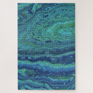 Wabash 3 Cool Blue Green Abstrakt Puzzle