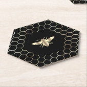 Wabendesign aus Hexagonen auf schwarz Untersetzer (angewinkelt)