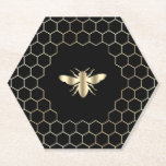 Wabendesign aus Hexagonen auf schwarz Untersetzer<br><div class="desc">Bienendesignpapier-Untersetzer</div>