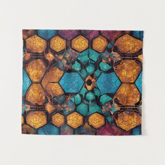 Wabendesign inspiriert wandteppich (Vorderseite (Horizontal))