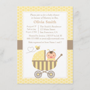 Wabendesign Süße Hummel Baby Shower Einladungen