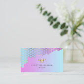 Wabengefälle lila blau visitenkarte (Stehend Vorderseite)