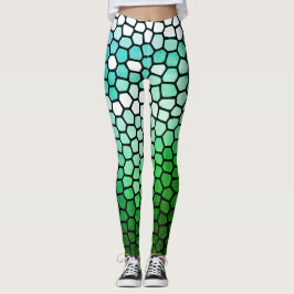 Wabengrün und Weiß Leggings
