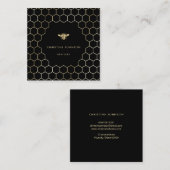 Wabenhexagonen auf schwarz quadratische visitenkarte (Vorne/Hinten)