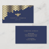 Wabenkrauben Imitate Goldfolie auf blau Visitenkarte (Vorne/Hinten)