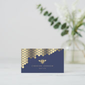 Wabenkrauben Imitate Goldfolie auf blau Visitenkarte (Stehend Vorderseite)