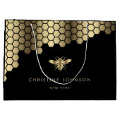 Wabenkrauben Imitate Goldfolie Bienendesign Große Geschenktüte (Rückseite)