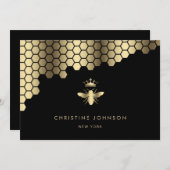 Wabenkraut-Imitate Goldfolie Königin Biene Einladung (Vorne/Hinten)