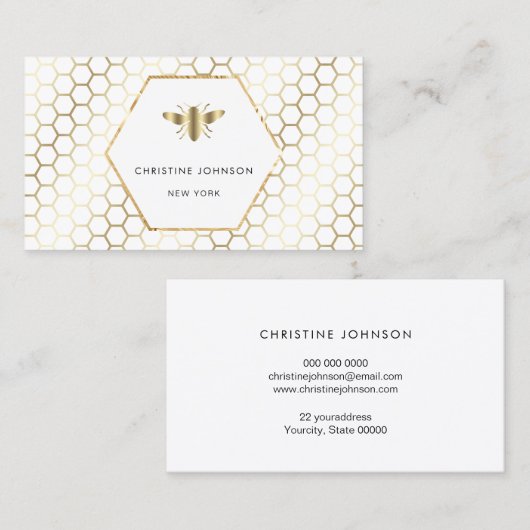 Wabenlogos und Hexagon-Bienenlogo auf Weiß Visitenkarte (Vorne/Hinten)
