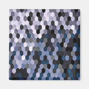 Wabenmuster in grauen und blauen winterlichen Farb Magnet