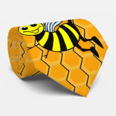 Wabenmuster mit einer lächelnden Biene Krawatte (Gerollt)