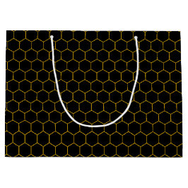 Wabenmuster schwarz-gelb, abstrakte Hexagone Große Geschenktüte