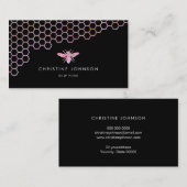 Wabenrüben und Bienenlogo auf schwarz Visitenkarte (Vorne/Hinten)