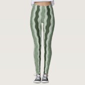 Wabi Sabi Abstrakt Wavy River, Forest Green, Sage Leggings (Vorderseite)