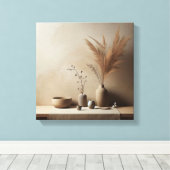 Wabi-Sabi Japandi Ikebana mit Keramik Vase Leinwanddruck (Insitu (Holzboden))