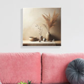 Wabi-Sabi Japandi Ikebana mit Keramik Vase Leinwanddruck (Insitu (Wohnzimmer))
