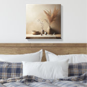 Wabi-Sabi Japandi Ikebana mit Keramik Vase Leinwanddruck (Insitu (Schlafzimmer))