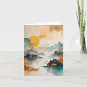 Wabi Sabi Landschaft mit Sun Dankeskarte