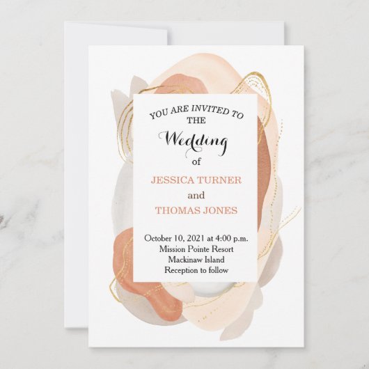 Wabi Sabi Watercolor Wedding Einladung (Vorderseite)